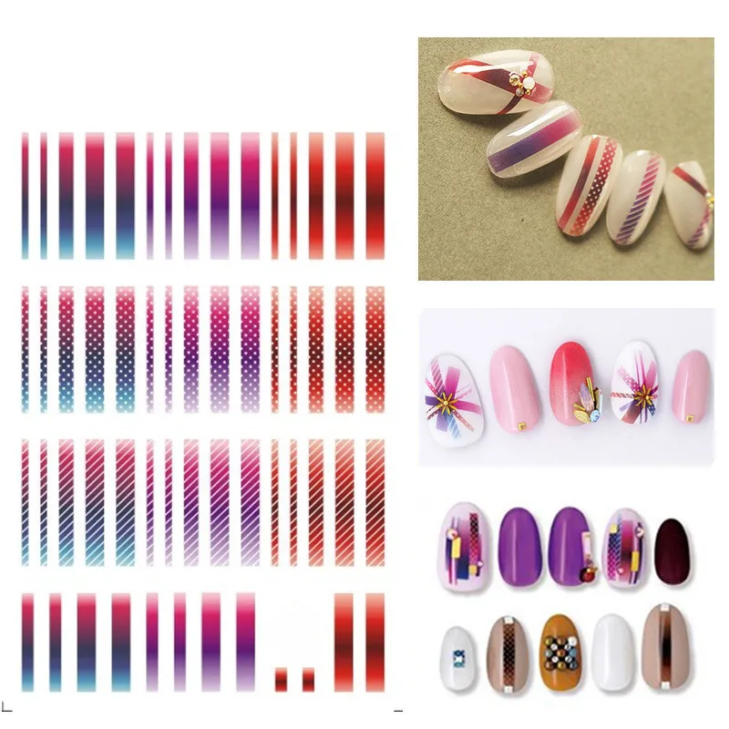 1 лист стикеров для ногтей с изогнутыми полосками наклейки клубничными цветами 3d