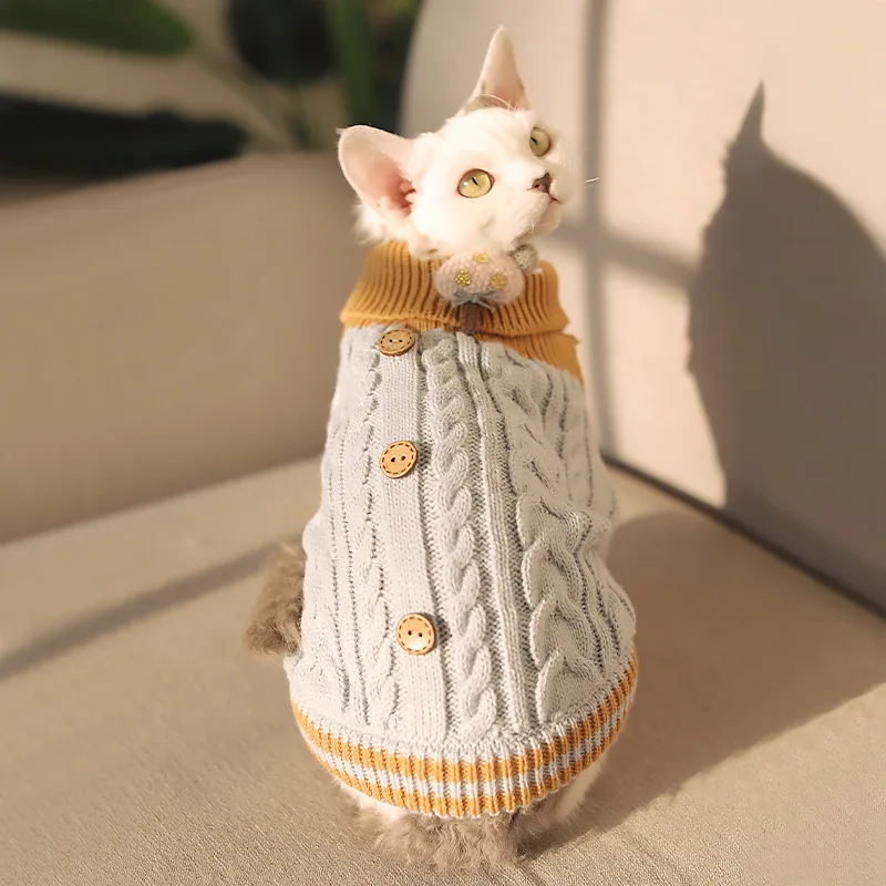 

Warm Dog Cat Sweater Clothing Winter Turtleneck Knitted Pet Cat Puppy Clothes Costume For Small Dogs Cats Chihuahua Outfit Vest