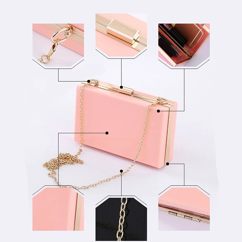 

Women Clutch Bag New Acrylic Box Transparent Evening Handbag Bag Femme Wedding Clutch Bolsa Feminina