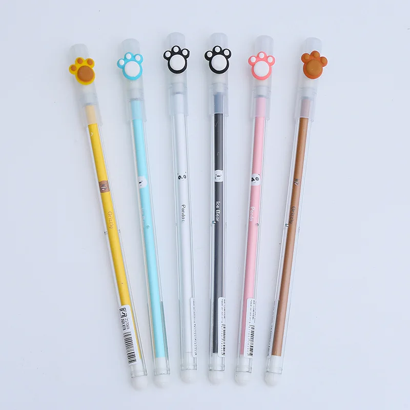 

48 pcs/lot Kawaii Bear Paw Gel Pen Cute 0.5mm black ink Signature Pens School Office writing Supplies Promotional Gift