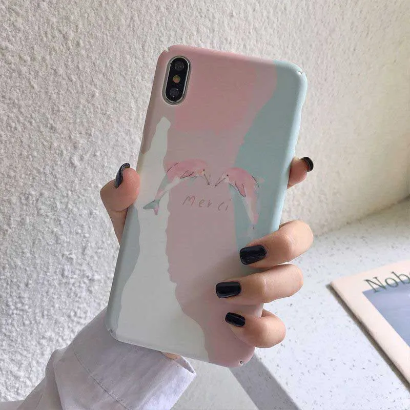 Милые Розовые дельфины Твердые чехлы из PC для huawei P20 P30 lite Nova 3 3i 4 5 5i Honor 8X 9X 7X 7C 9 10 lite 20 V20 Y7Prime Y9