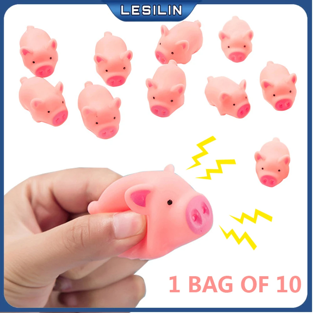 

10Pcs Cute Pet Toys Cute Pink Pig Squeeze Squeaker Chew Interactive Games Training Funny Toys Soft Rubber Mini Toys Dog Supplies