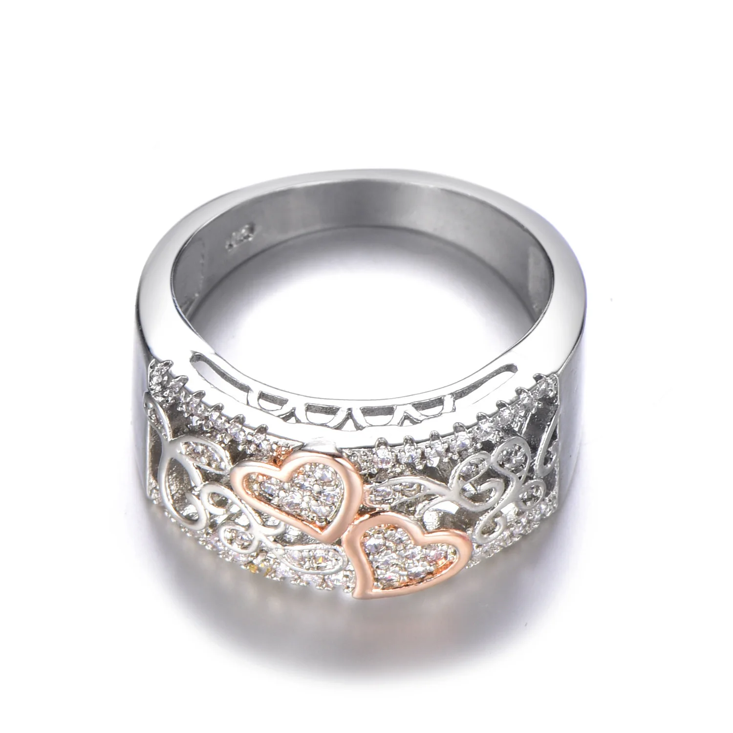 Vecalon кольцо на палец в форме сердца 925anillos серебро 5A Циркон Cz Обручальные кольца для женщин Прямая поставка ювелирных изделий