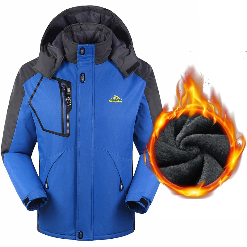 Ski Jacket Men Outdoor Windproof Waterproof Warm Fleece Jackets Camping Trekking Hiking Skiing Snowboard Jackets Plus Size L-8XL