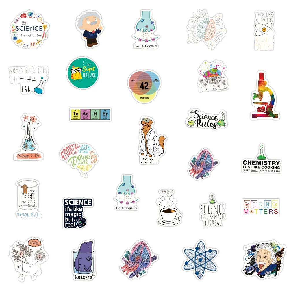

10/50 pcs/pack Science Experiment Chemical Lab Stickers for Student DIY Laptop PC Phone Skateboard Suitcase Decals Sticker