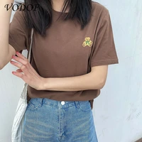 vodof new korean embroidered womens t shirt 2021 summer short sleeve simple t shirt viper casual loose t shirt
