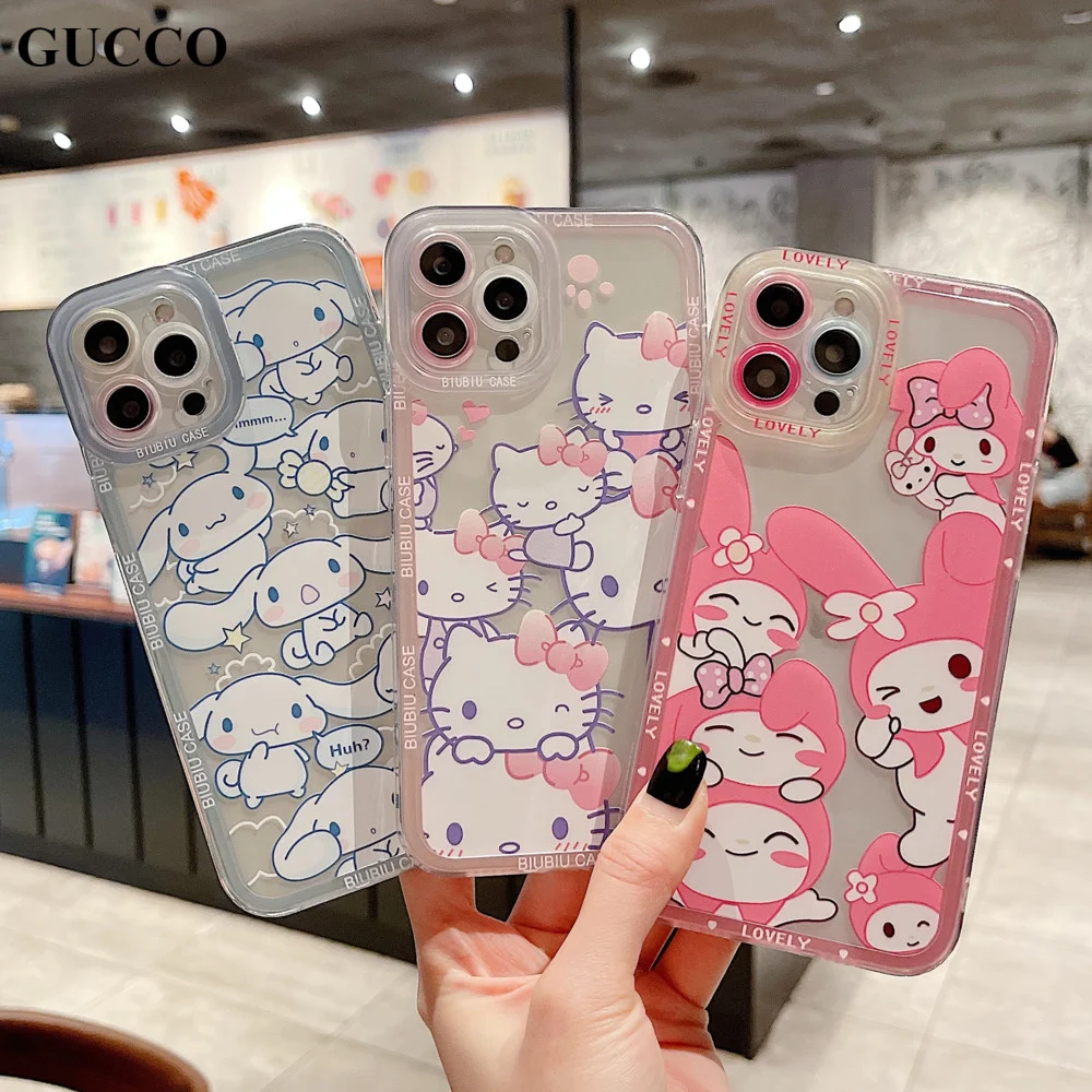 

Sanrio Cute Cinnamoroll Hello Kitty My Melody Cartoon KT Cat Case For iPhone 13 12 Mini 11 Pro XR X XS Max 7 8 Plus SE TPU Cover