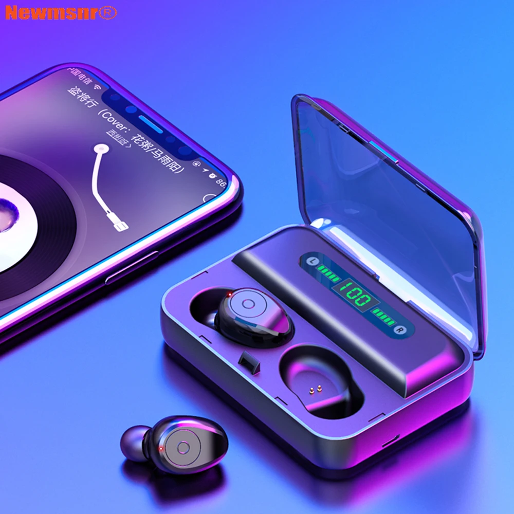 Newmsnr F9S 5 0 беспроводные наушники bluetooth светодиодный дисплей HD стерео в наличии redmi
