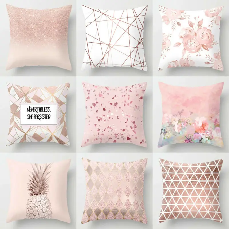 2021 New Nordic Стиль декоративные геометрический чехлы с отделкой розовыми лепестками