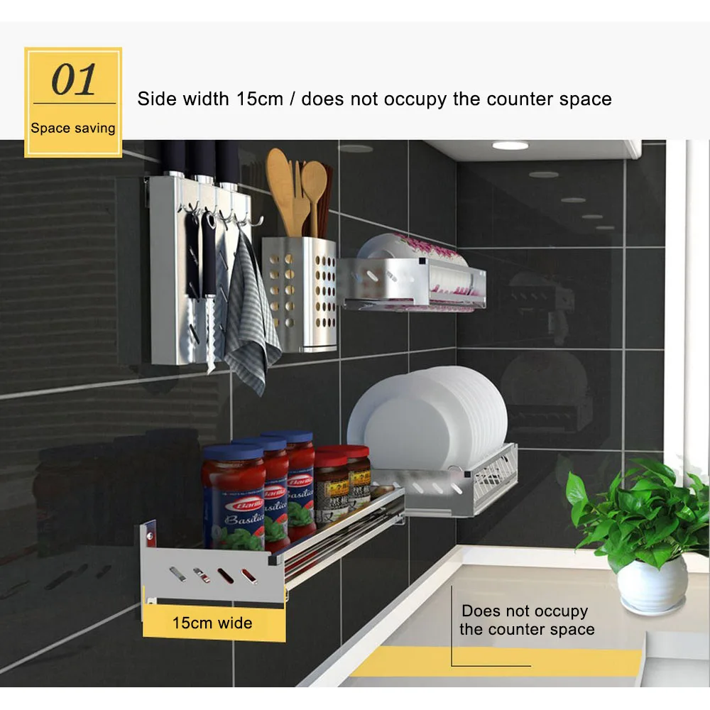 304 Нержавеющая сталь Кухня перфорация стеллаж для сушки хранения слив держатели