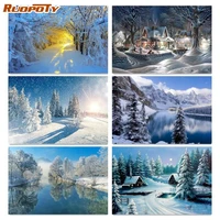 ruopoty picture diy painting by numbers kits acrylic wall art picture snow scenery handmade coloring by numbers for diy frame