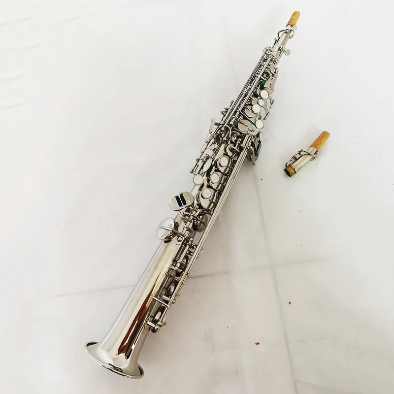 Прямая трубка саксофон производители Drop B Регулируемый белый никель сопрано