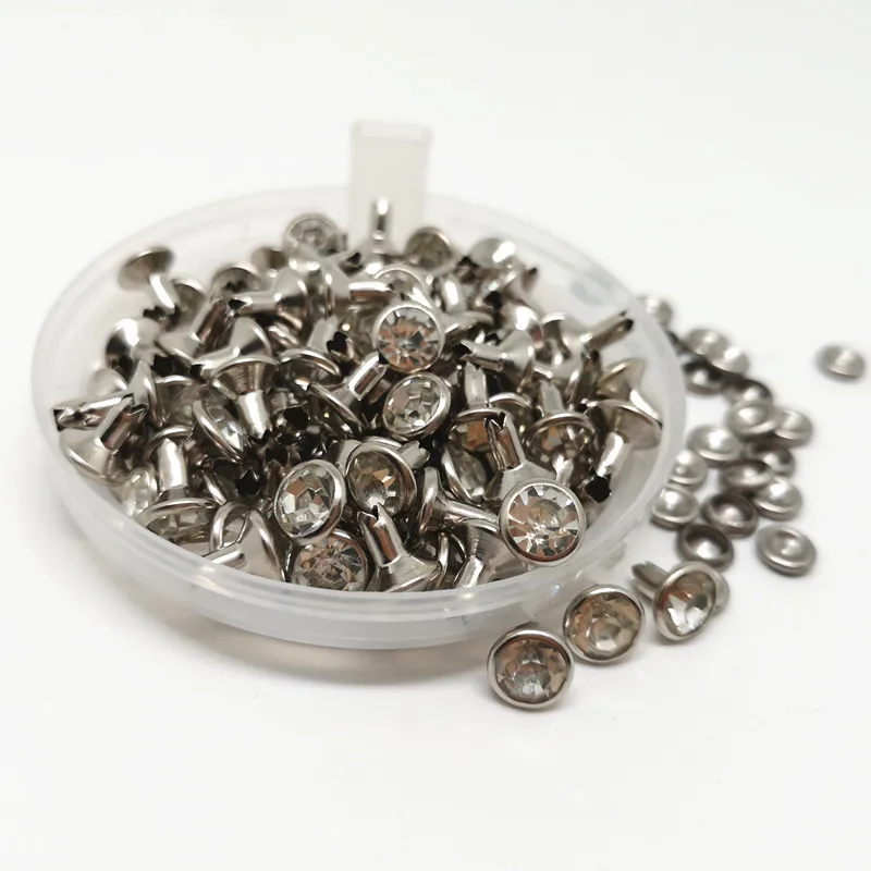 100 шт. 8 мм Разноцветные Заклепки с кристаллами и стразами серебристые заклепки
