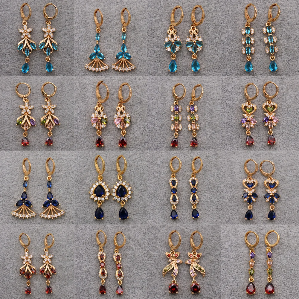 

Серьги-подвески в форме капли женские, модные серьги с золотым покрытием и цирконием, ювелирные изделия, свадебные аксессуары, валентинки