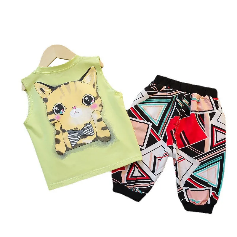 

New Fashion Summer Baby Girl Clothes Children Cartoon Vest Shorts 2Pcs/Sets Toddler Casual Costume Boys Clothing Kids Tracksuits