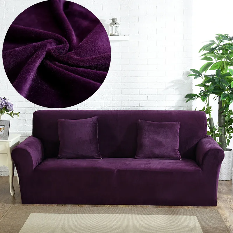 

Velvet Plush Thicken Sofa Cover All-inclusive Elastic Sectional Couch Cover for Living Room Chaise Longue L Shaped Corner Covers