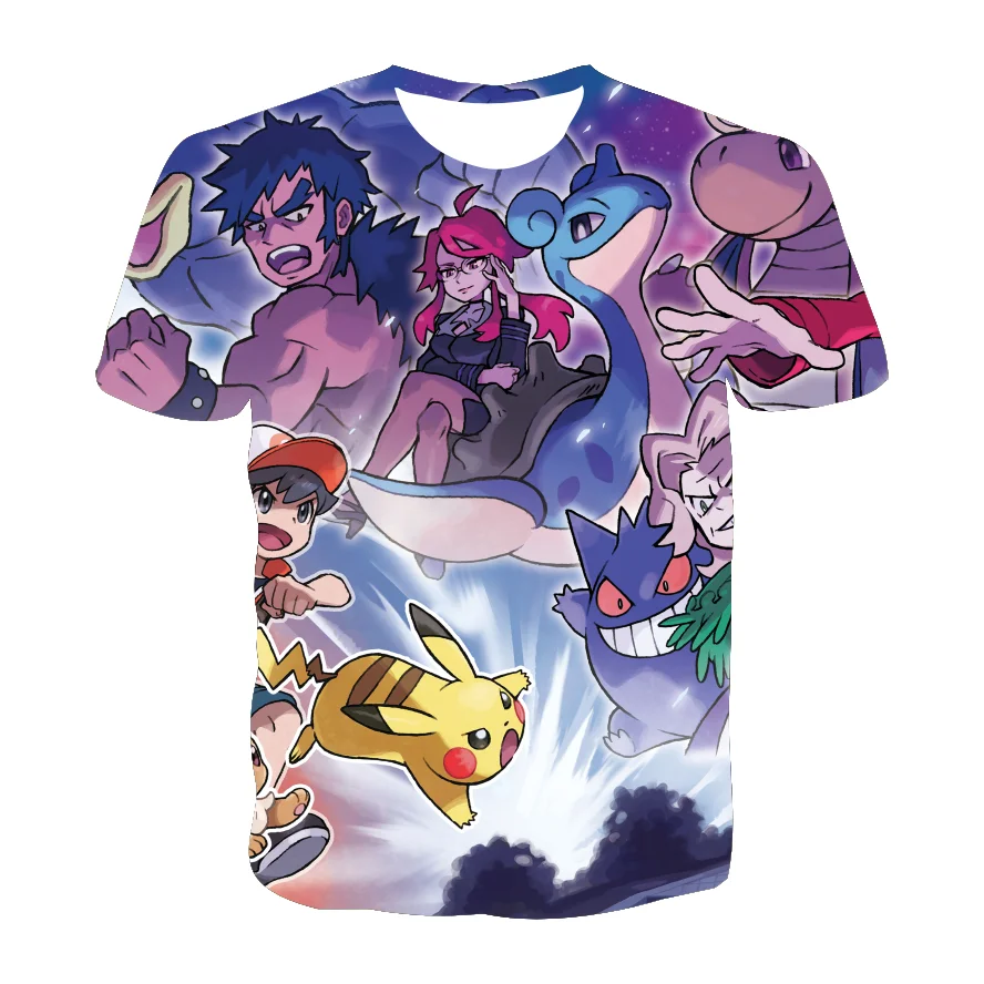Детская одежда для мальчиков и девочек смешные футболки с аниме тематикой Пикачу
