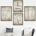 Виолончель, патент, музыкальный инструмент, винтажная настенная Картина на холсте, скандинавские постеры и принты, настенные картины для декора гостиной