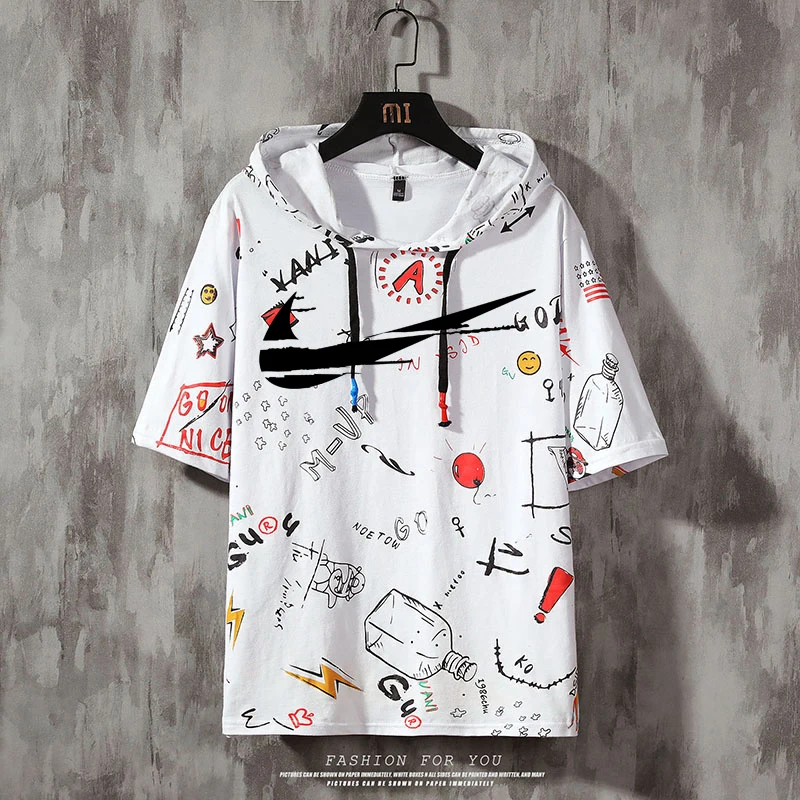 

New Men's Casual IКNIKEС High Quality Short Sleeve T-Shirt Magic square printing o-neck t-shirt casual hip hop t-shirt for men