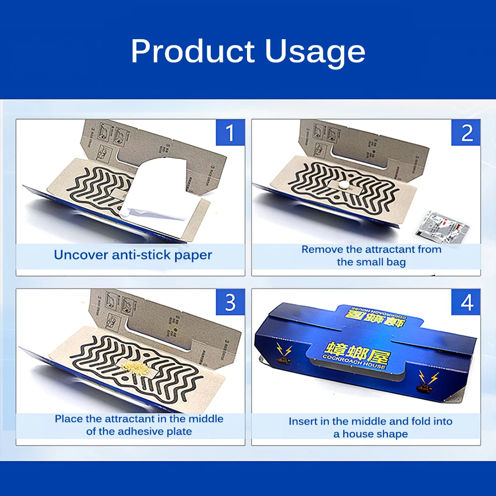 

10Pcs Household Use Cockroach Killer Bait Trap Sticker Repeller Pest Control For Home Restaurant Insect Strong glue Non-toxic