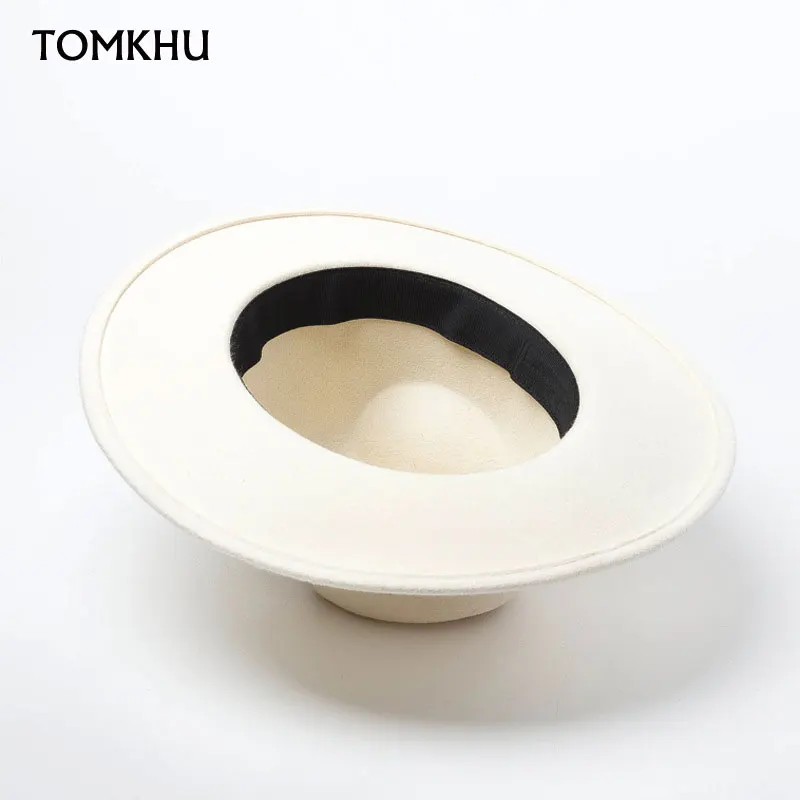 

100% Wool Felt Hats White Wide Brim Fedoras For Wedding Party Church Hat Fedora Hat Women Winter Floppy Derby Sombrero Mujer Hat