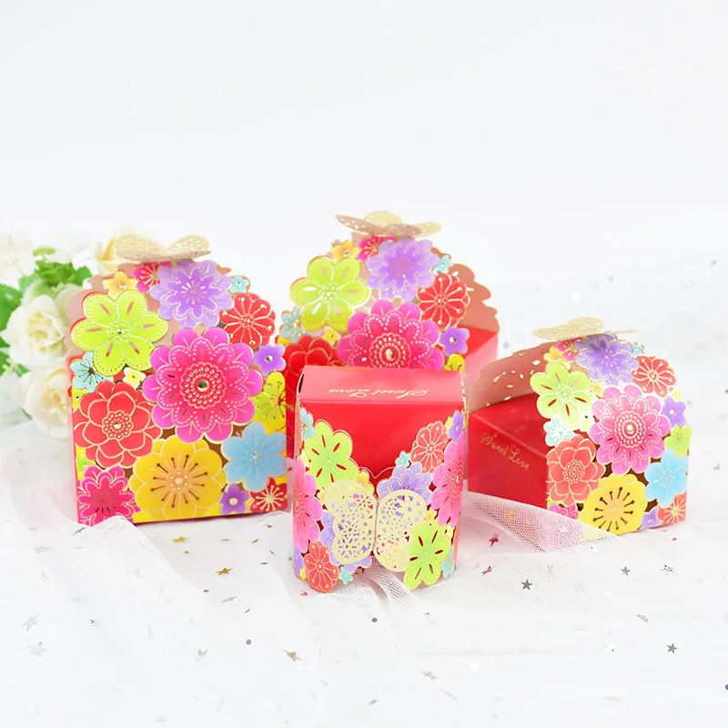

10Pcs Flower Butterfly Candy Boxes Laser Cut Hollow Chocolate Gift Paper Box Packaging Wedding Birthday Festival Party Supplies