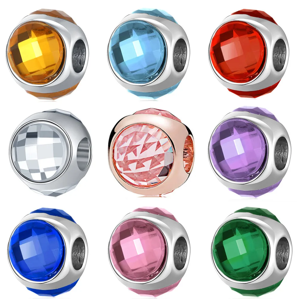 

New Three-sided Crystal Pendant Customized Beads Suitable for Pandora Bracelet Original Charm Ladies Jewelry Making Gifts
