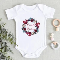 twins baby girl clothes rompers little sister flowers print aesthetic newborn baby bodysuits short sleeve summer infant outfits