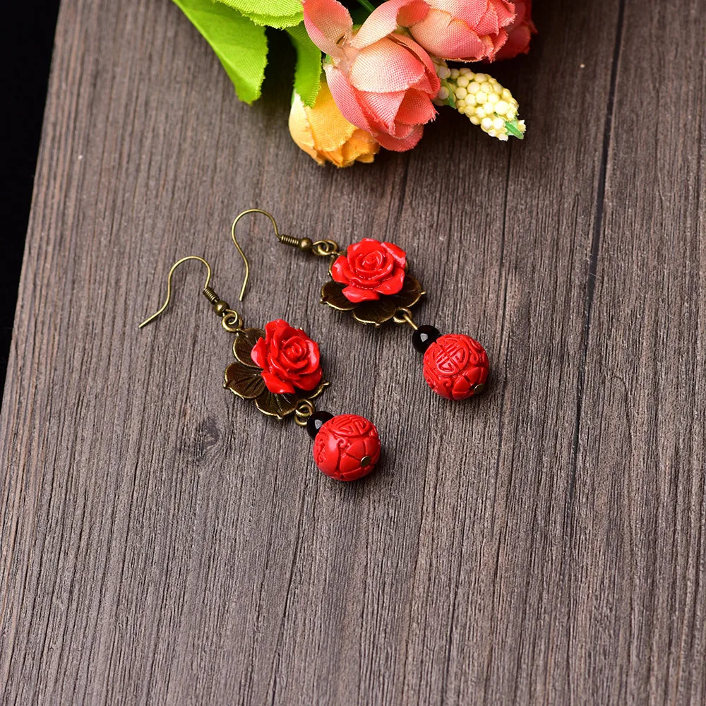 Женские серьги-подвески Cinnabar очаровательные подарочные украшения красного