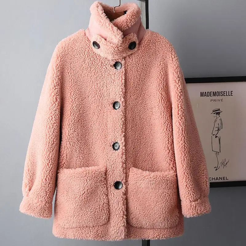 Женское зимнее теплое пальто из натуральной овечьей шерсти однобортные куртки