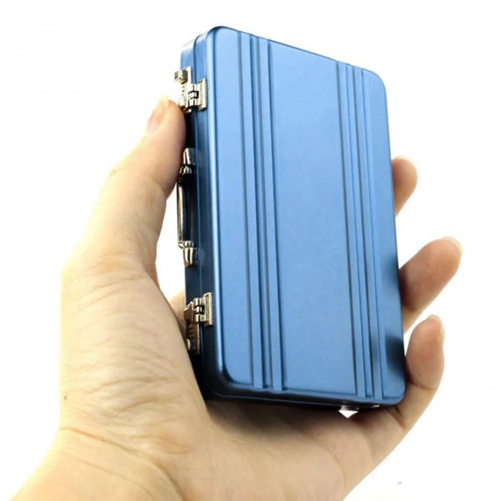 

New Aluminum Storage Box Business ID Credit Card Holder Mini Suitcase Bank Card Box Holder Jewelry Case Organizer Rectangle
