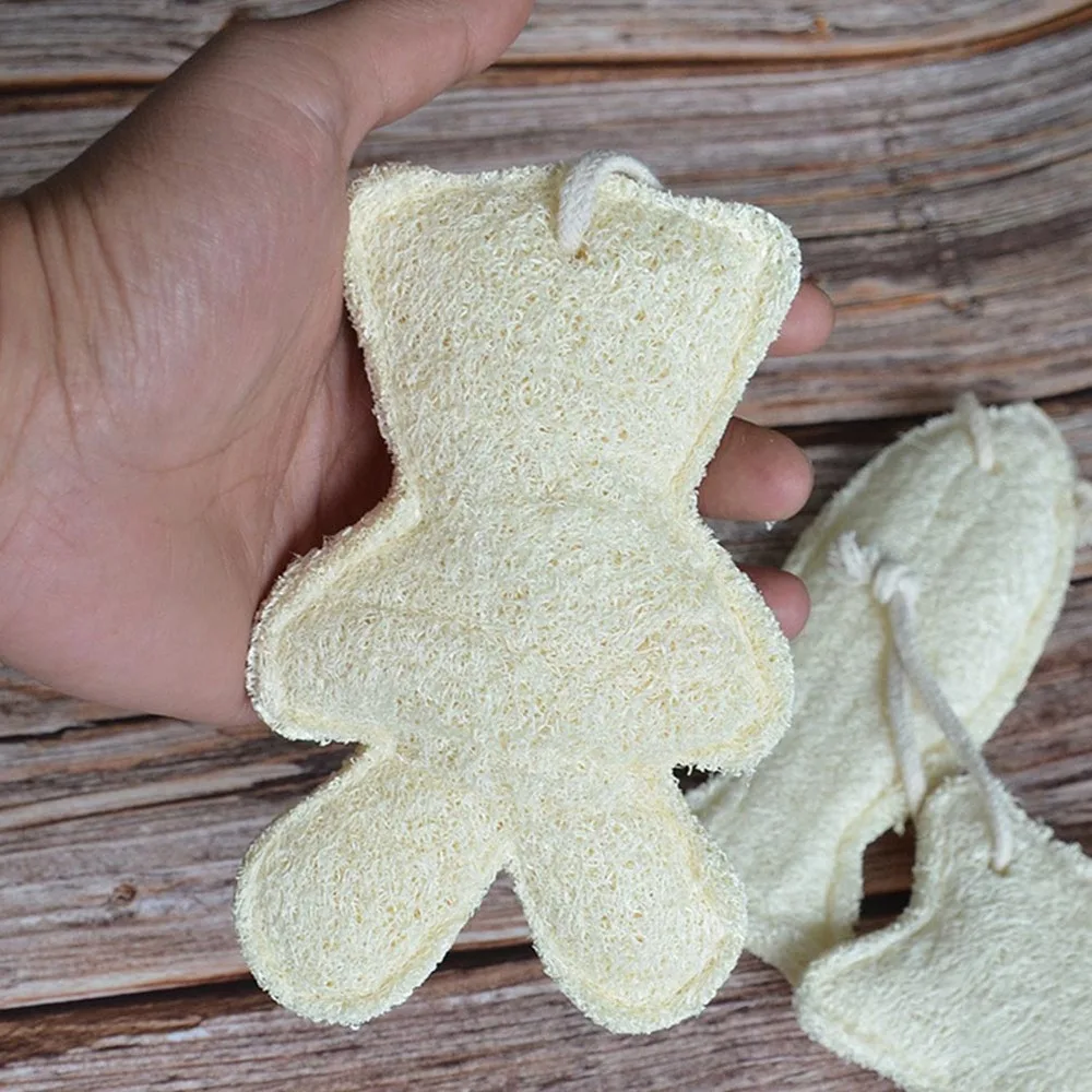 

4pcs Loofah Bath Towels Bath Rub Cartoon Shower Towels (Beige)