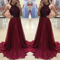 sexy women long evening party formal dress wedding ball gown ladies halter sleeveless sequins lace long dresses