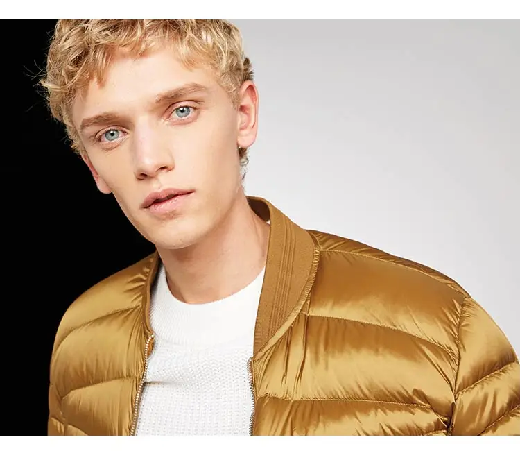 JackJones Для мужчин зимняя куртка Бейсбольным воротником короткая теплая куртка-пуховик 218412507