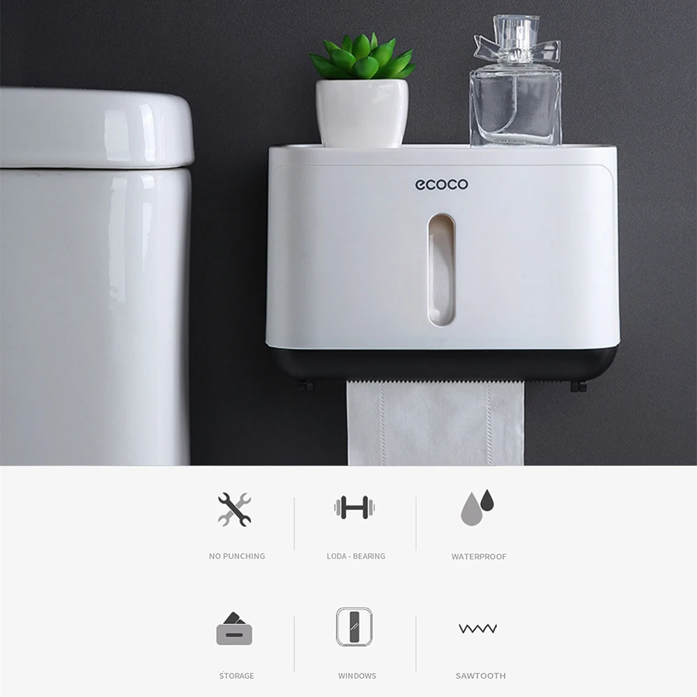 Ecoco коробка для туалетных Салфеток Настенный диспенсер для бумажных полотенец Ванная комната Бессердечный диспенсер для туалетных салфеток