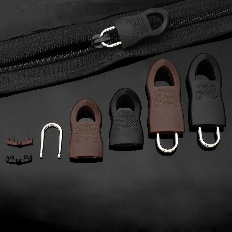 5PCS Zipper Pull Detachable Pull Head Luggage School Bag Coat Clothes General Alloy Rubber Zipper Head Accessories