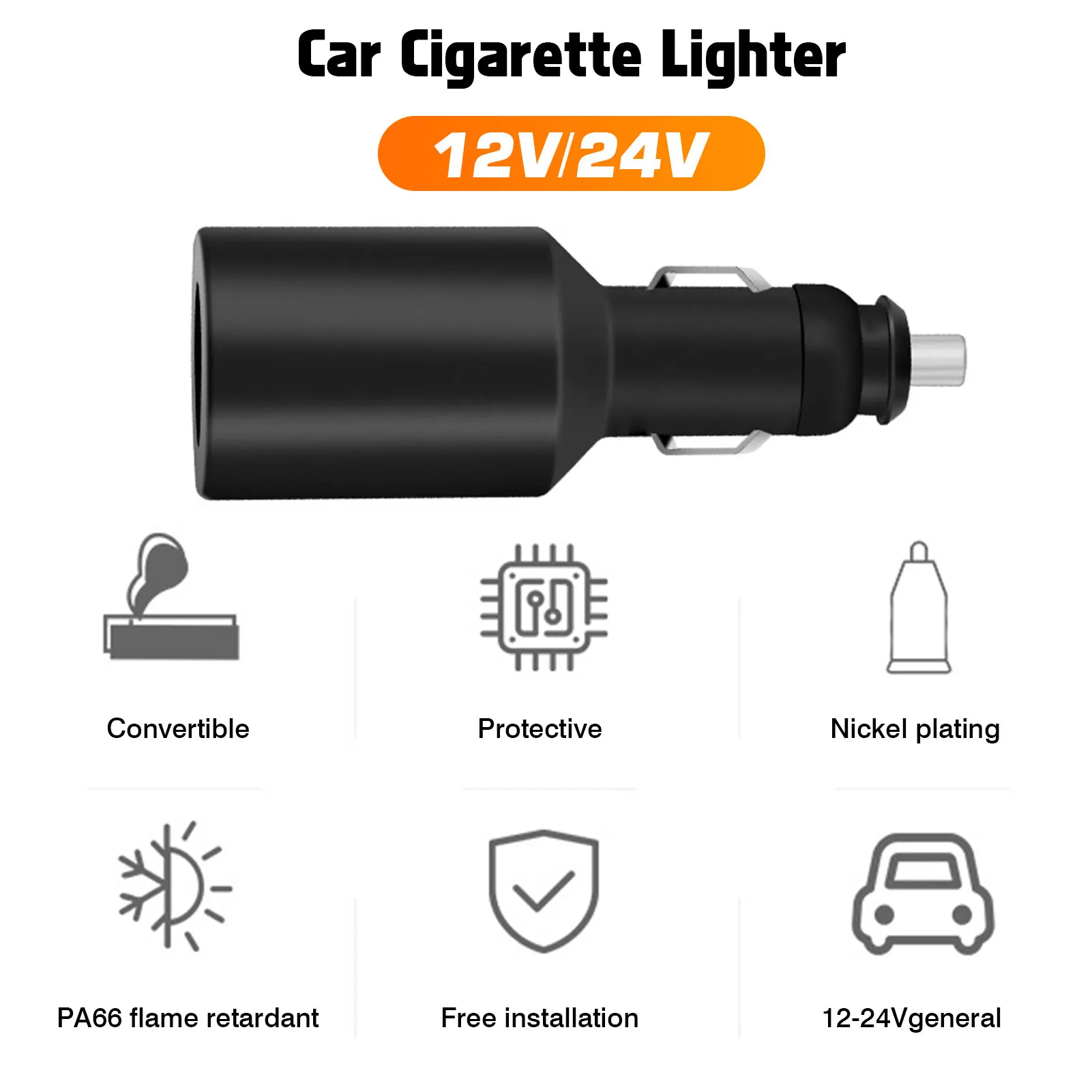 

12V/24V Car Cigarette Lighter Socket Power Plug Outlet Parts Metal Cigar Lighter For Automobiles For Auto Cigarette Lighter