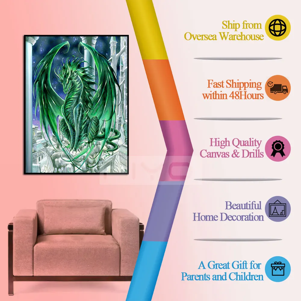 Алмазная живопись &quotсделай сам&quot 5D дракон полная круглая квадратная
