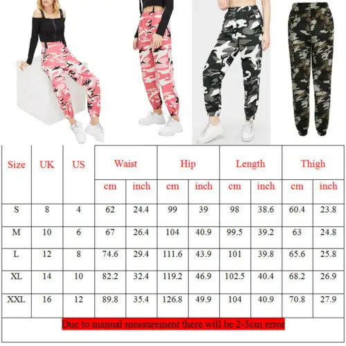 

Hot Sale Women Camo Cargo High Waist Hip Hop Trousers Pants Military Army Combat Camouflage Long Pants Capris