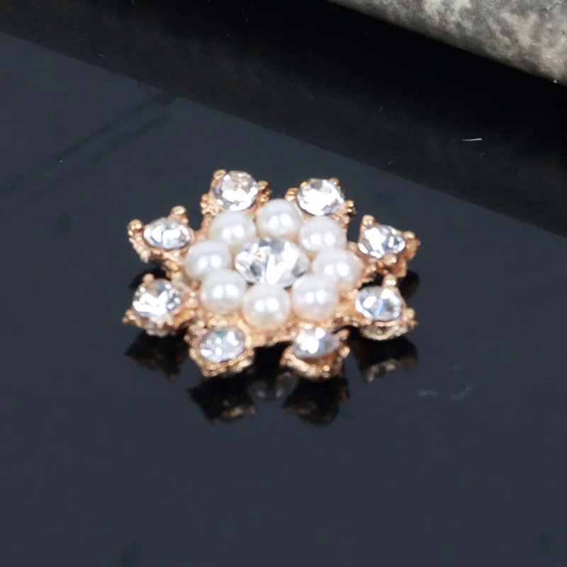 2016new 100pcs flowers pearl rhinestone embellishment button for diy hair or phone case accessories zj77 qw26 free global shipping