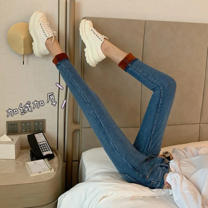 Универсальный облегающий эластичный карандаш с флисовой подкладкой и высокой