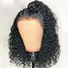 Короткие кудрявые кружевные парики черного цвета, полностью синтетический кружевной передний парик для черных женщин, парик, афро кудрявый парик