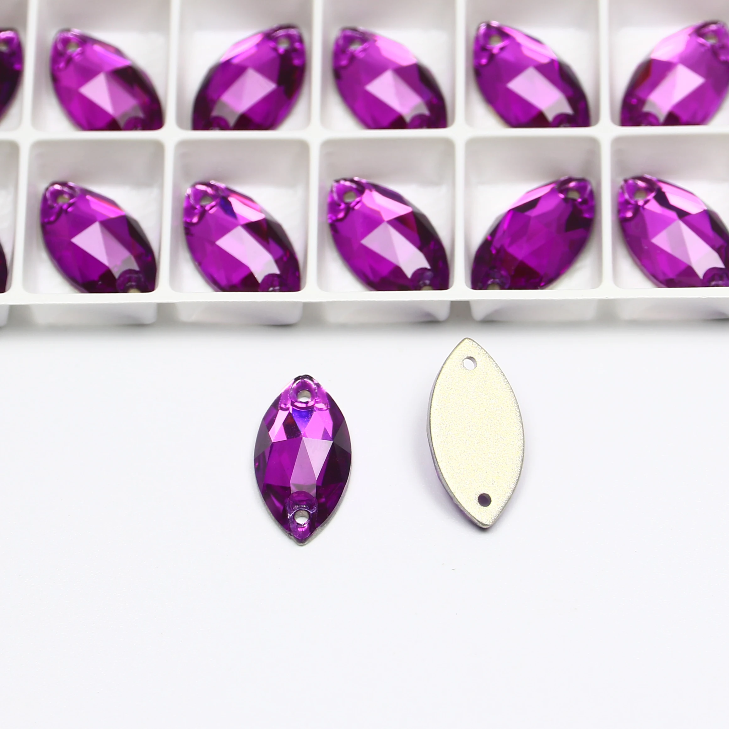 50 шт. кристаллическое Украшение конский глаз камень шить на Стразы 2 отверстия