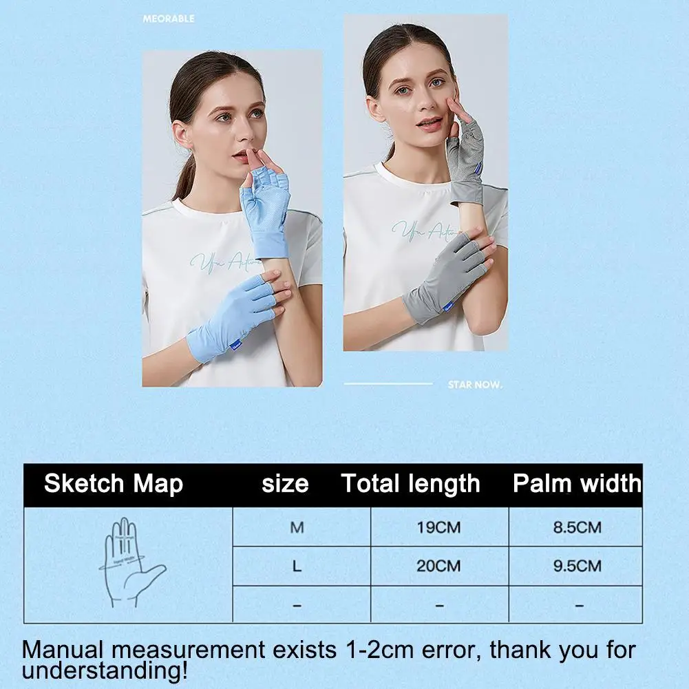

Unisex Ice Silk Sunscreen Gloves Outdoor Driving And Breathable Anti-ultraviolet Riding Outdoor Gloves Half-finger Non-slip U4I8