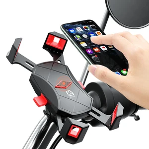 bicycle motorcycle phone holder automatic lock handlebar mirror mount bracket 360 rotation gps bike stand for iphone huawei free global shipping