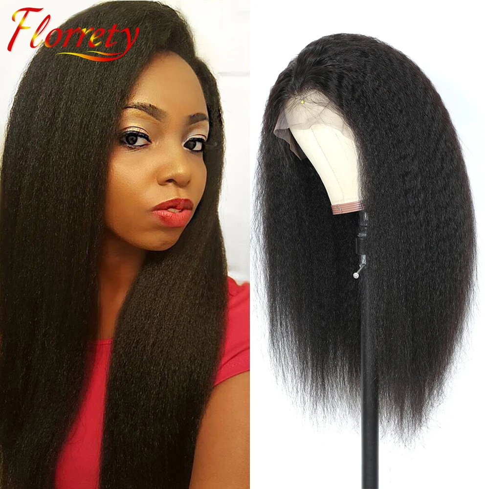 

Transparent T Part Lace Wig Kinky Straight Brazilian Human Hair Yaki 13x1 Wigs Lace Closure 4x4 Pre Plucked For Black Women