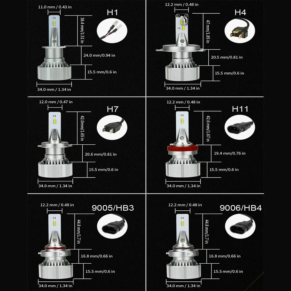

Zdatt 2pcs 20000LM H1 H11 H7 H4 Led Headlight Car Bulbs H8 HB3 HB4 Canbus 100W 6000K 12V ZES Chip Turbo Cool Mini Auto Lights
