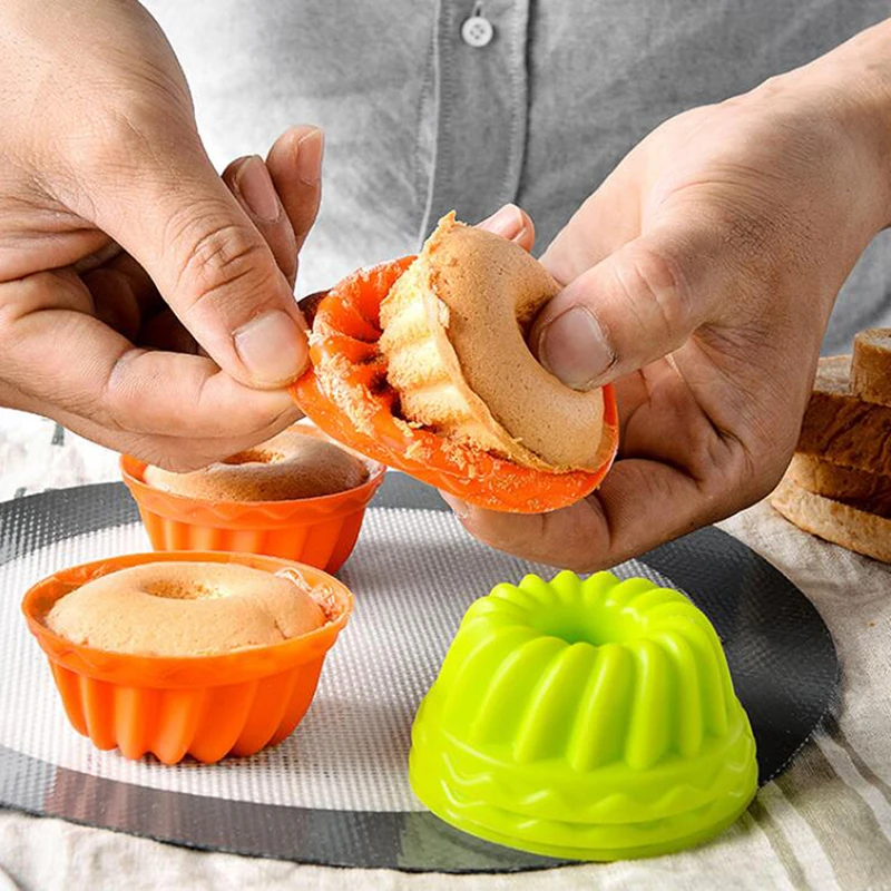 

12 Pcs Silicone Pastry Muffin Cups Cake Mold Household DIY Baking Tools Artistic Cake Baking Tools 4 Colors Kitchen Aid Tools