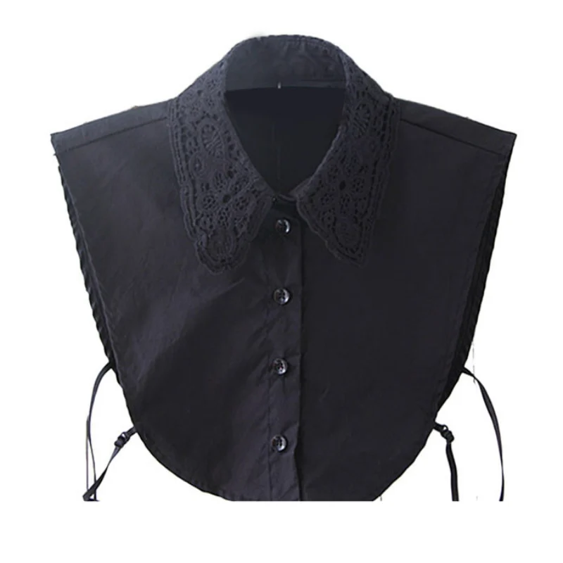 Vintage Women's Faux Lace Shirt Blouse with Detachable Peter Pan Collar and Tie in 3 Colors image 3