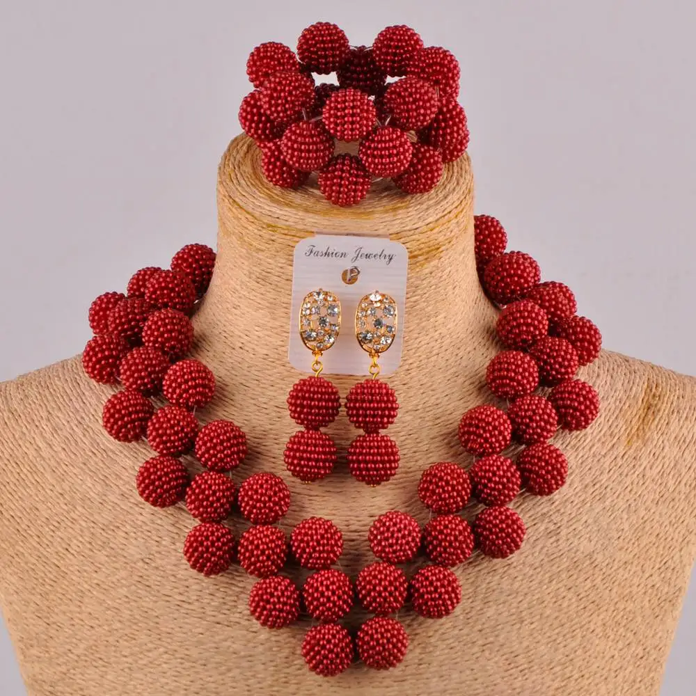 

Heart-shaped Wine African Jewelry Set FZZ108